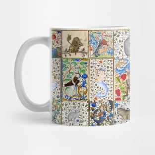 MEDIEVAL BESTIARY PLAYING MUSICAL INSTRUMENTS, MERMAIDS  AMONG FLOWERS AND FRUITS Mug